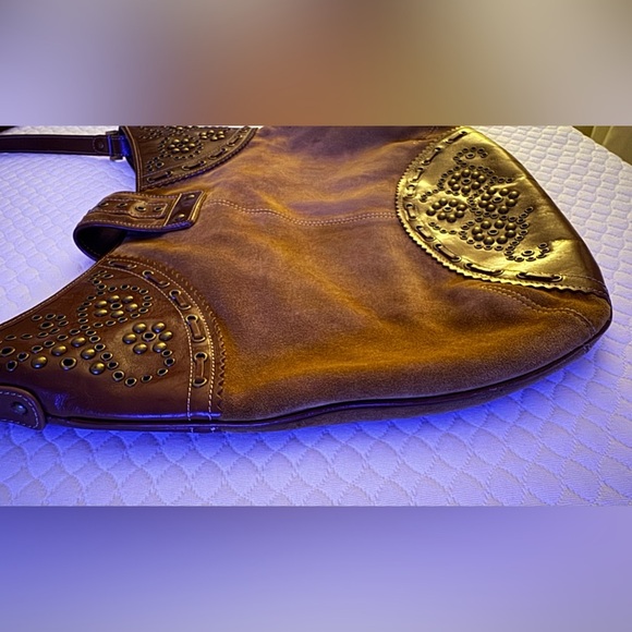 Rafe New York Suede & Leather‑Trim Studded Hobo Handbag — EUC - Picture 6 of 7